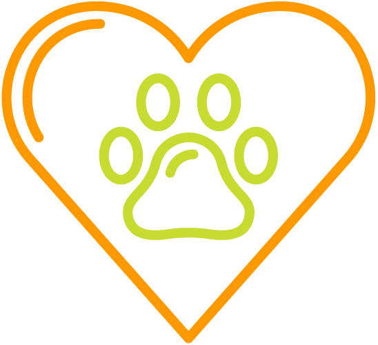 Icon von einem Herz mit einer Hundepfote darin